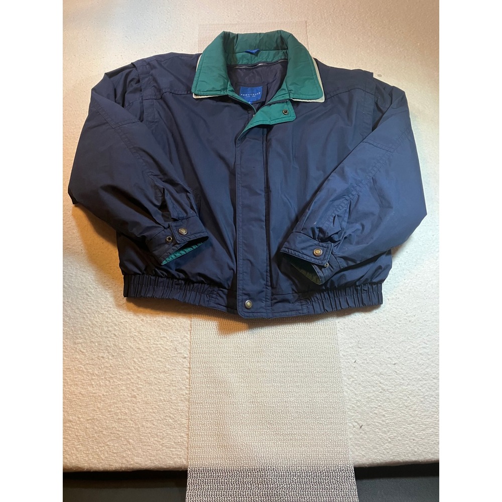 Town Craft Lined Parka Coat Navy Green Mens Size L Tall Thermolite Insulated